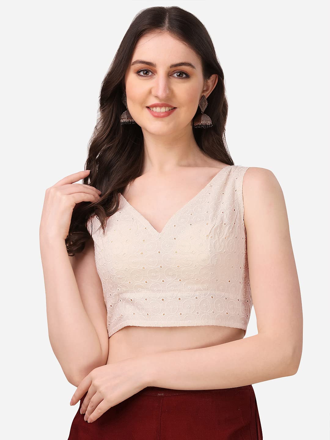 OOMPH Womens Cotton Blouse - Sleeveless V-Neck - Image 2