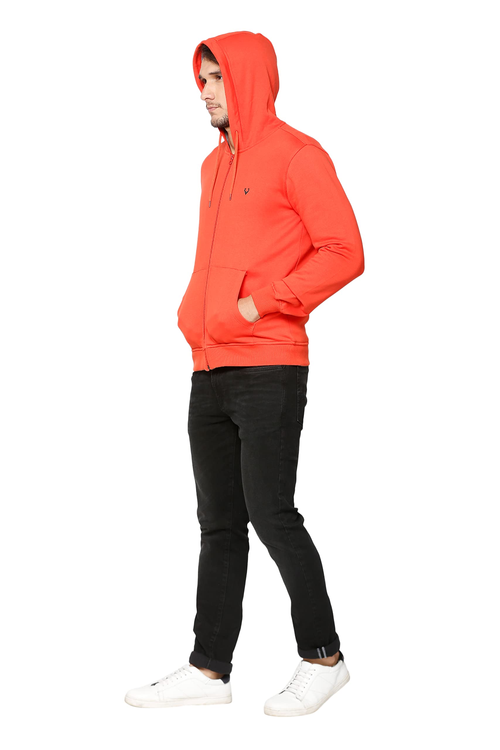Allen Solly Men Cotton Hooded Sweat Shirt - Orange - Image 4