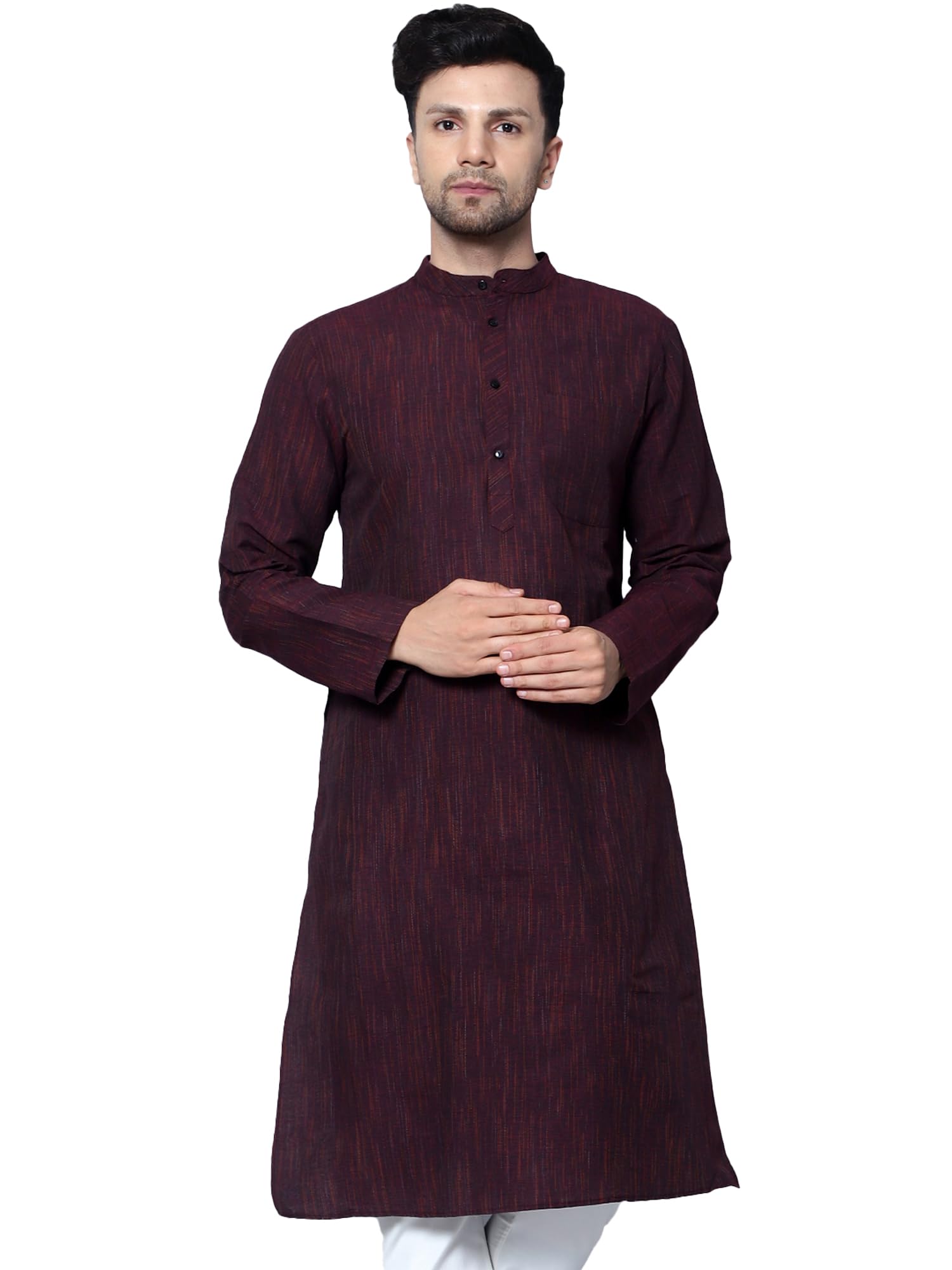 LATEST CHIKAN Maroon Textured Kurta for Men