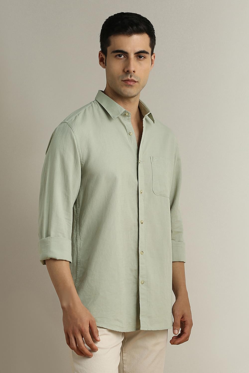 Peter England Men's Slim Fit Shirt - Green - Image 3