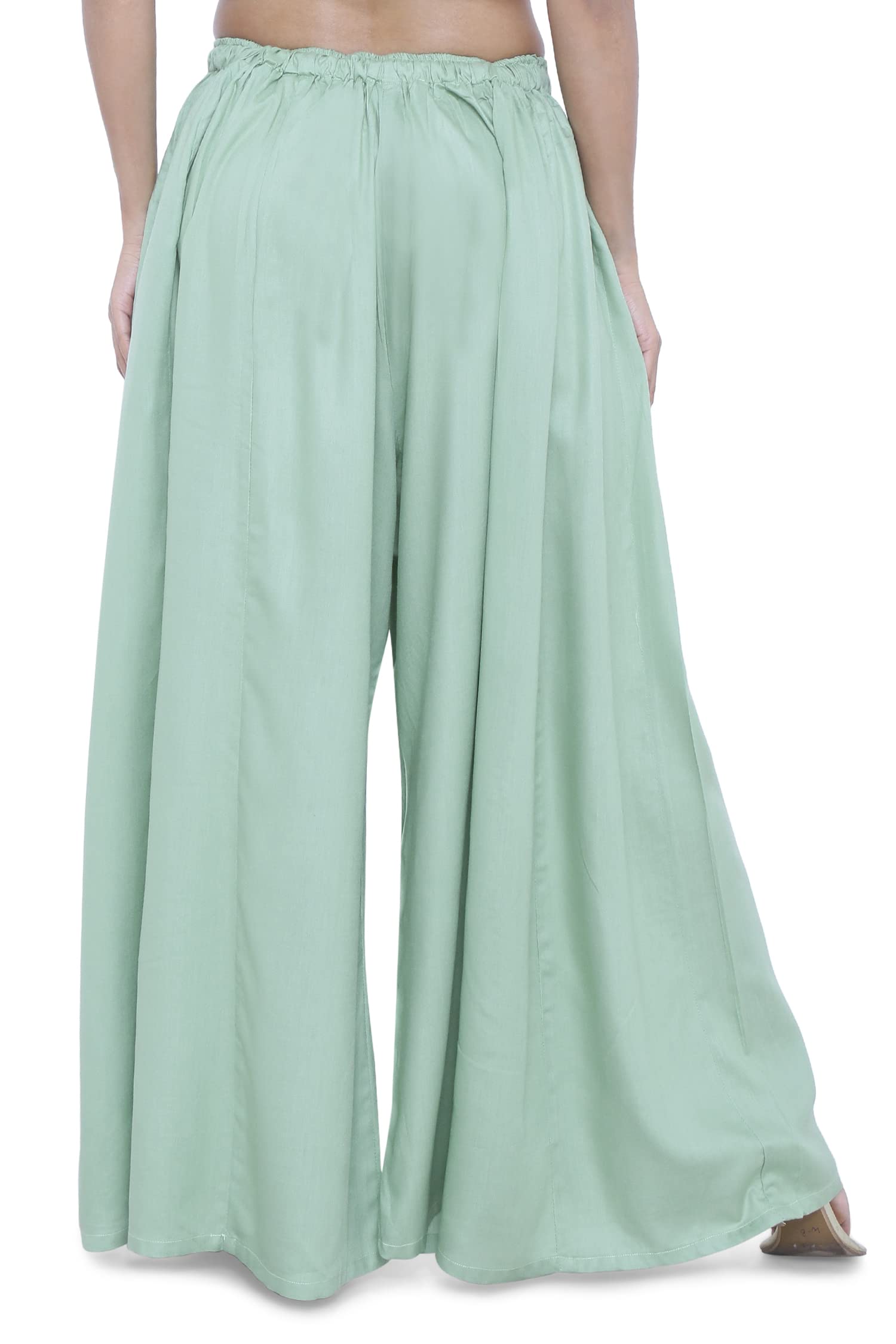Ayesha Creations Women Rayon Flared Palazzos - Pista Green - Image 3