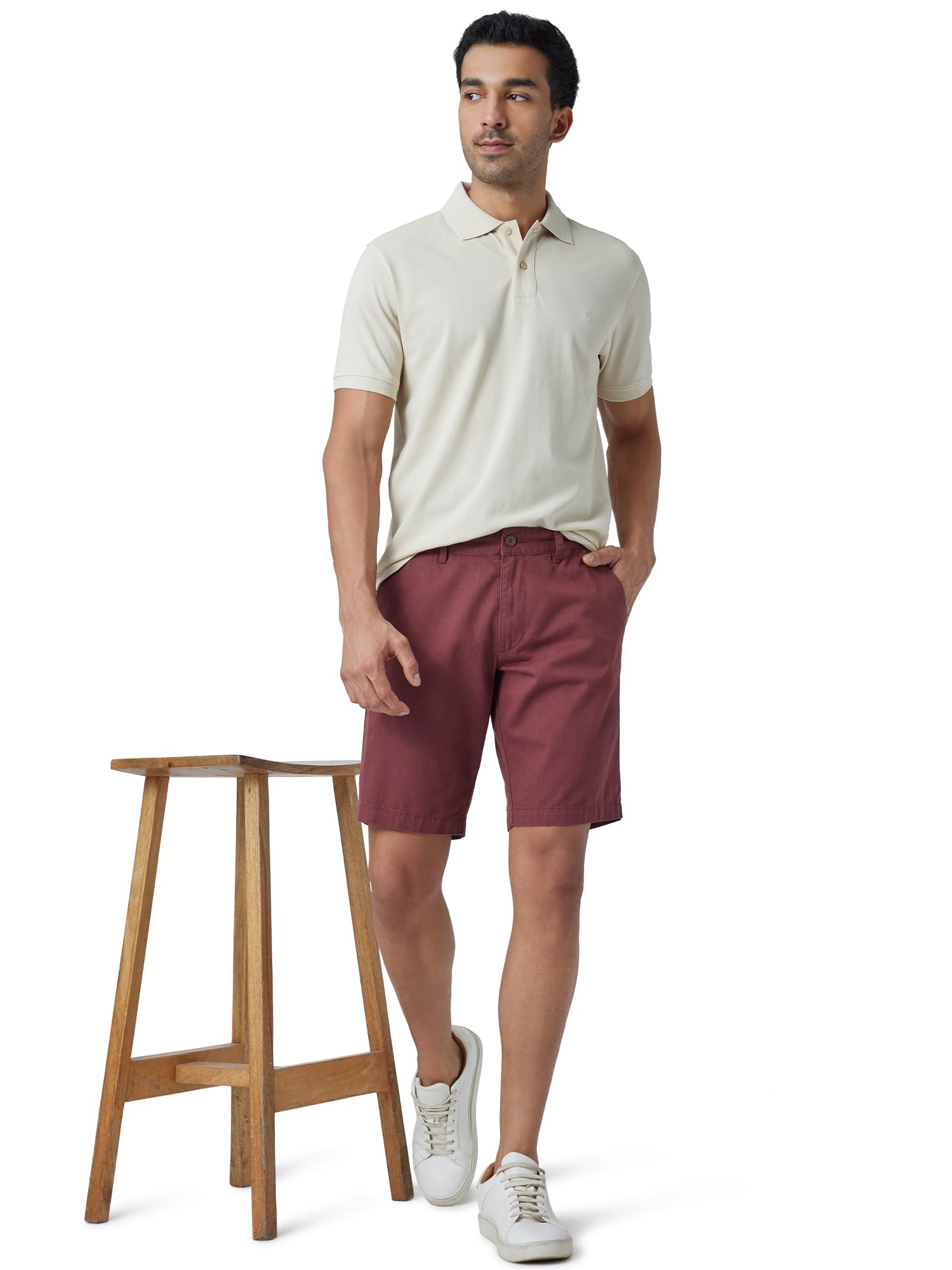 XYXX Men Twill Cotton Chinos Shorts - Brick Red - Image 3