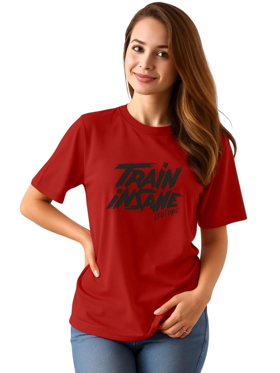 LEOTUDE Women's Half Sleeve Boyfriend Shirt - Red