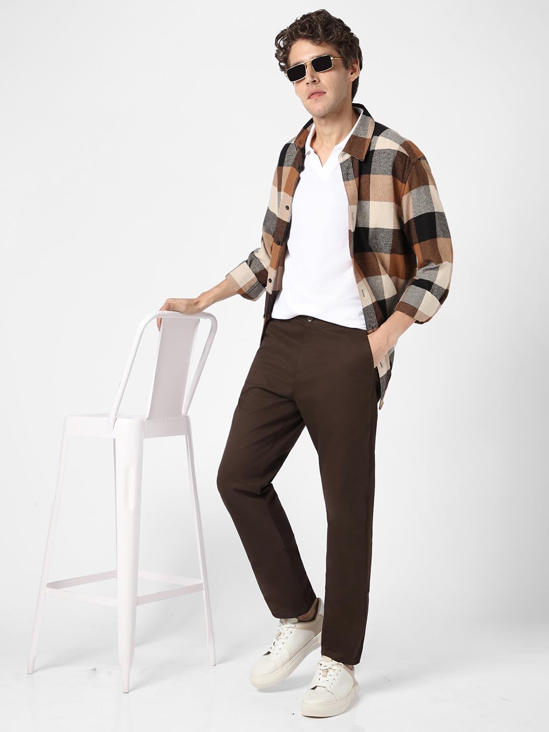 Urbano Men's Chocolate Brown Stretch Chinos - Image 5