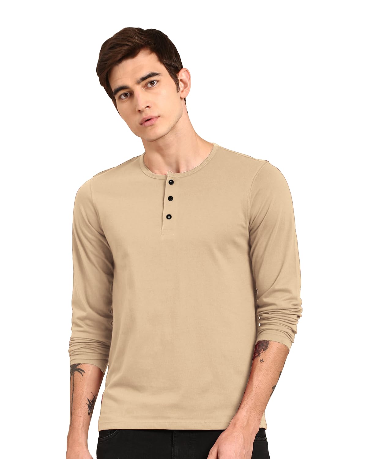 LAZYCHUNKS Men's Henley Neck T-Shirt