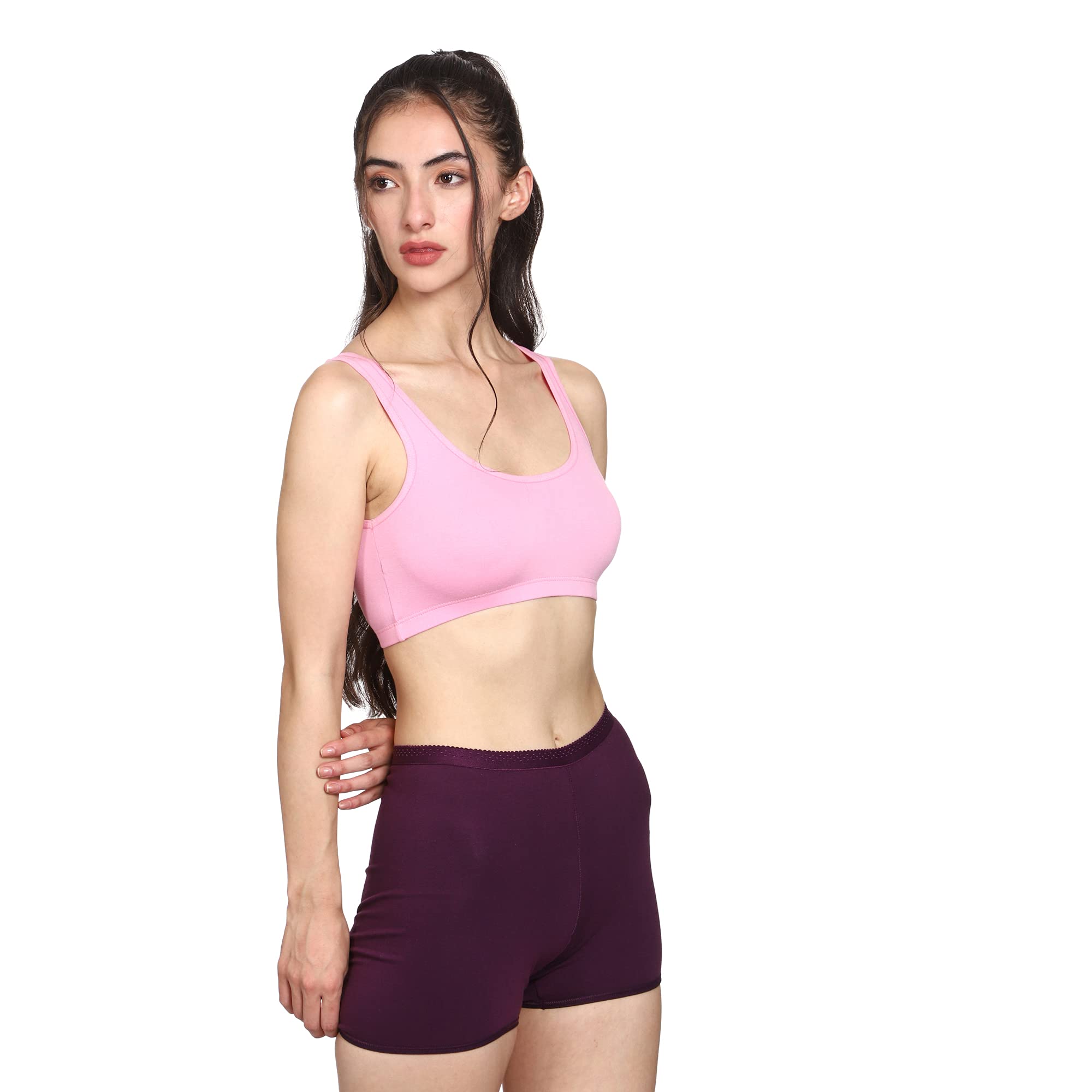 ZUVAIRIYA Women Cotton Sports Bra - Grey Black BabyPink - Image 4