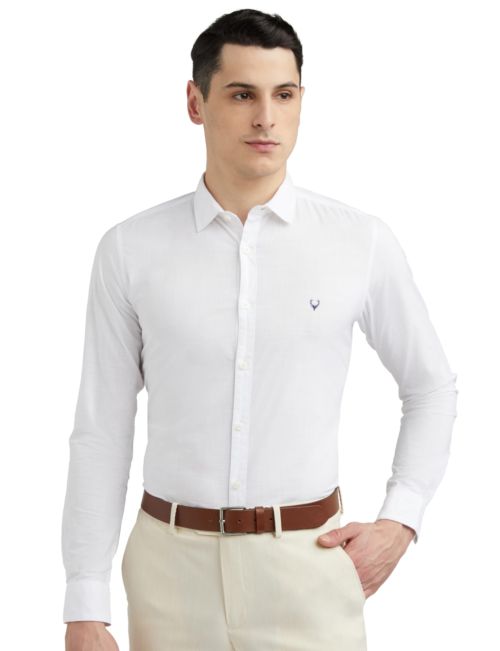 Allen Solly Men Cotton Slim Fit Shirt - White