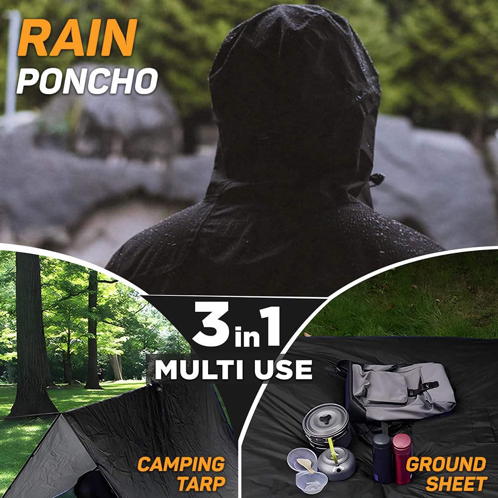 ROCKSPORT Unisex Outdoor Rain Poncho - Neon Orange - Image 4