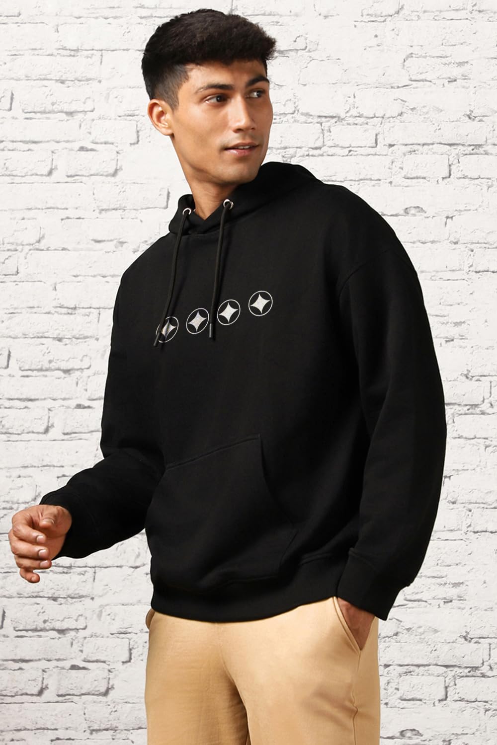 NOBERO Men's Cotton Hooded Sweatshirt - Black - Image 5