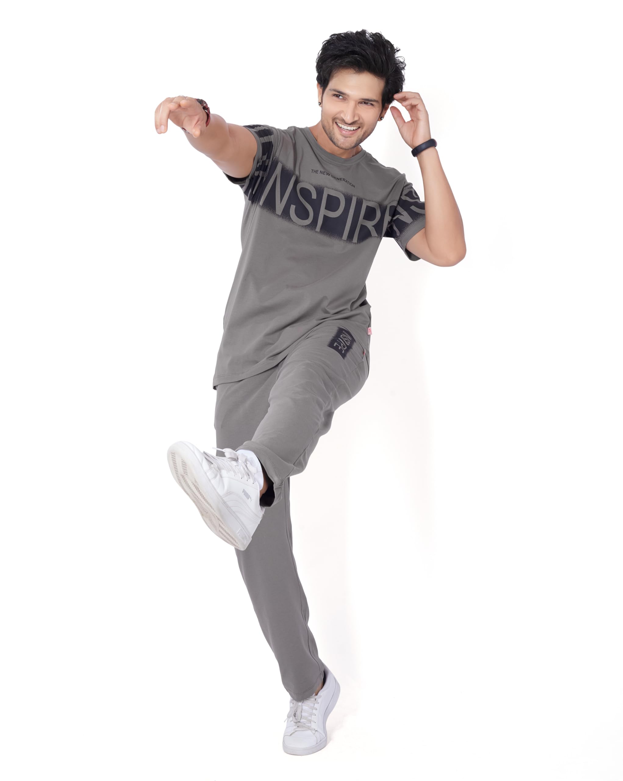 WEET Men's Cotton T-Shirt & Pyjama Set - Grey - Image 3