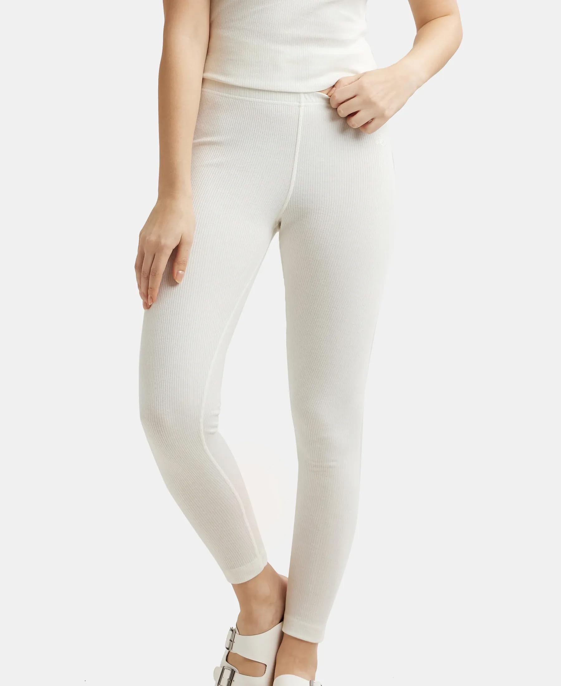 Jockey Women's Tailored Fit Cotton Leggings - Off White - Image 5