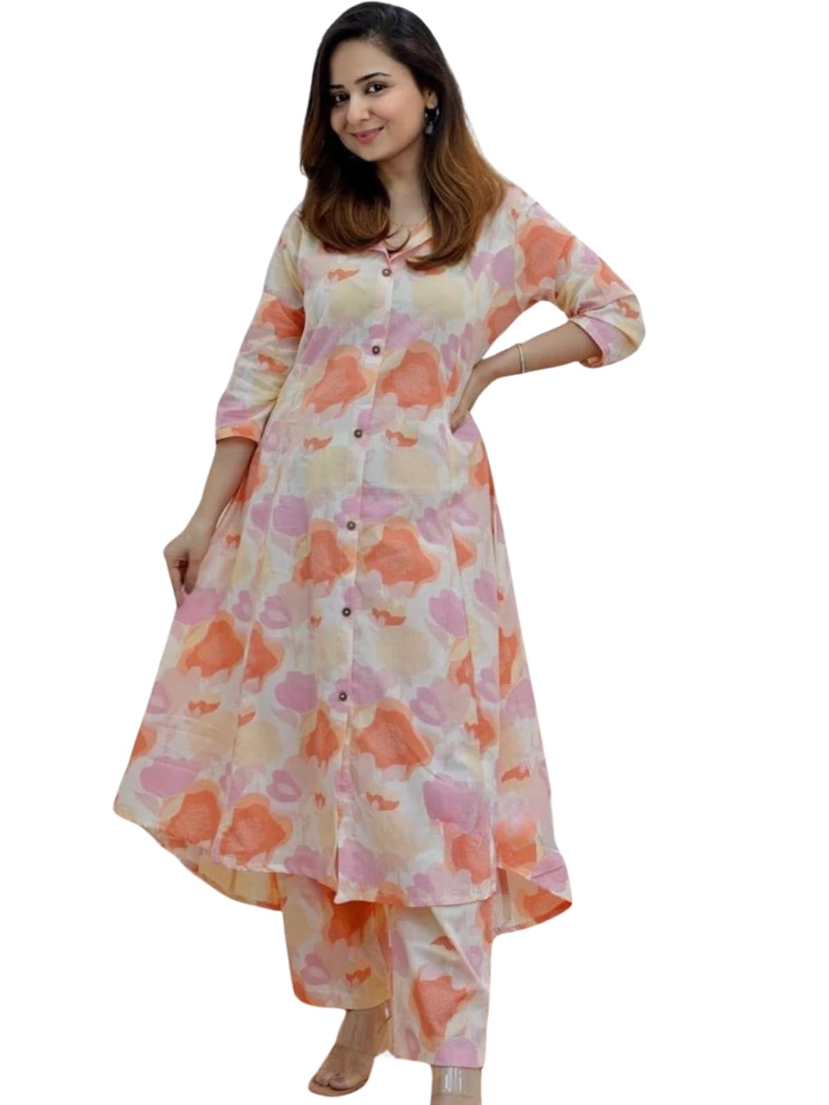 DHRUVI TRENDZ Womens Rayon Solid Co-Ord Set - Orange