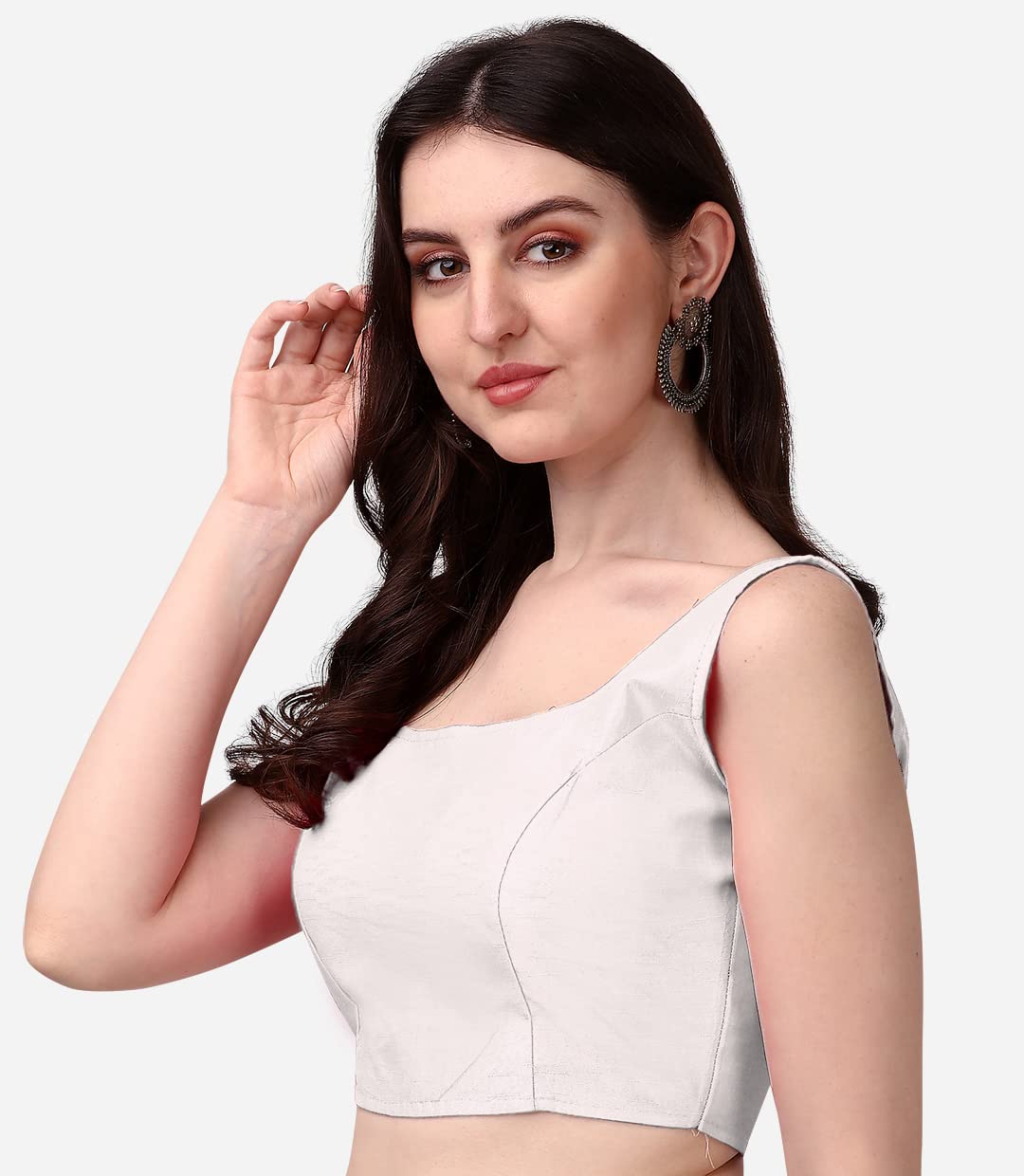 Sumaira Women's Silk Sleeveless Blouse - White - Image 2