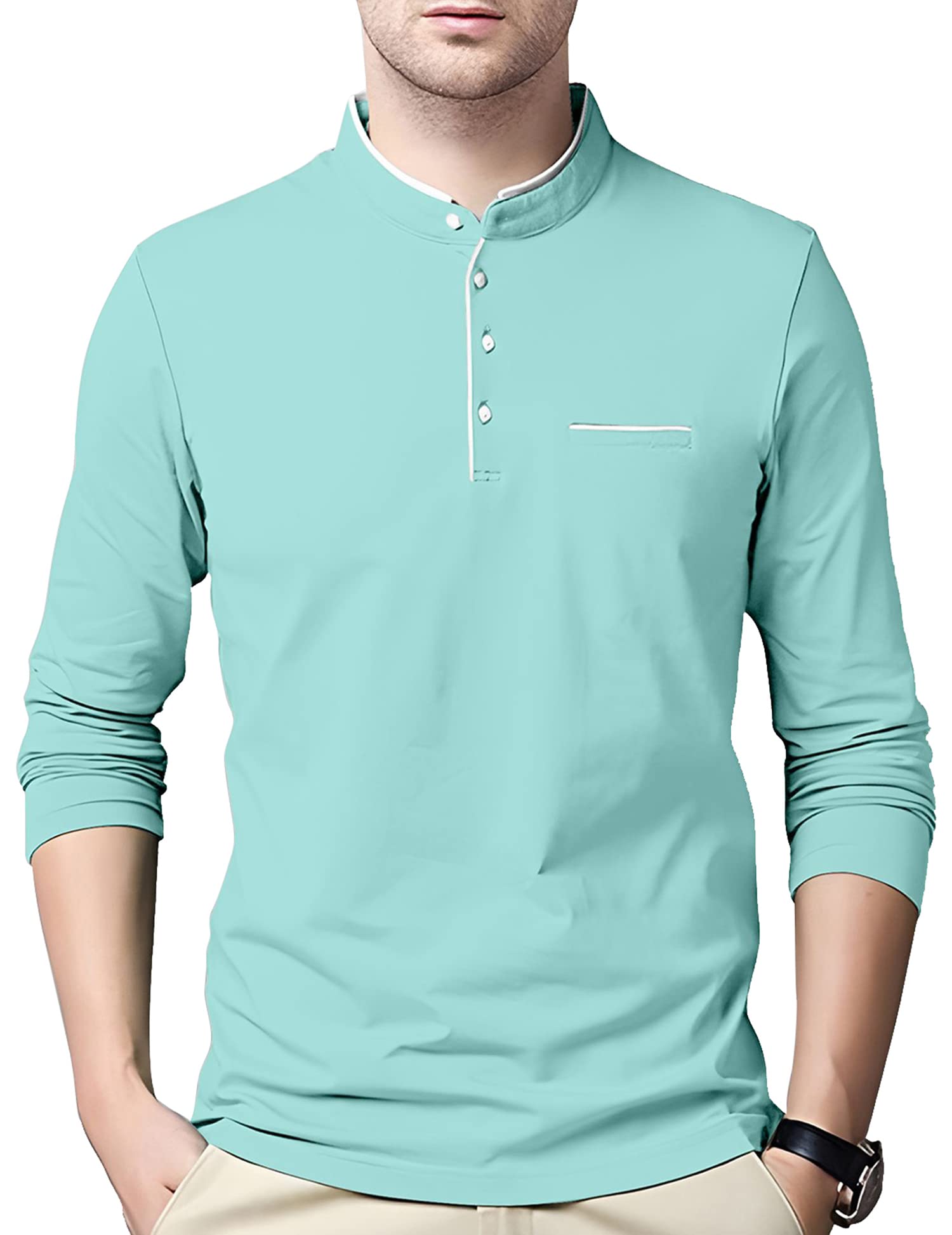 AUSK Men Cotton Henley Neck T-Shirt