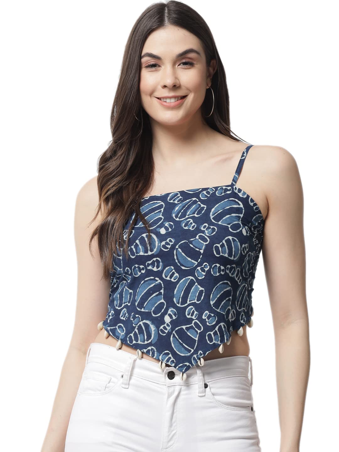 POPWINGS Women Crop Top - Blue