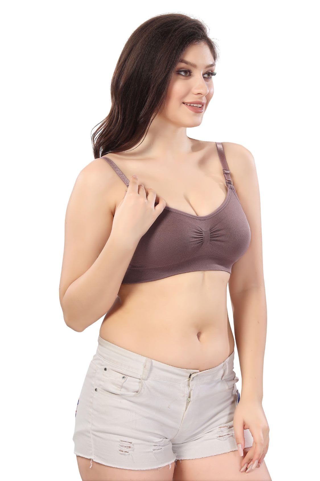 Fabme Women's Nylon Blend Nursing Bra - Purple - Image 4