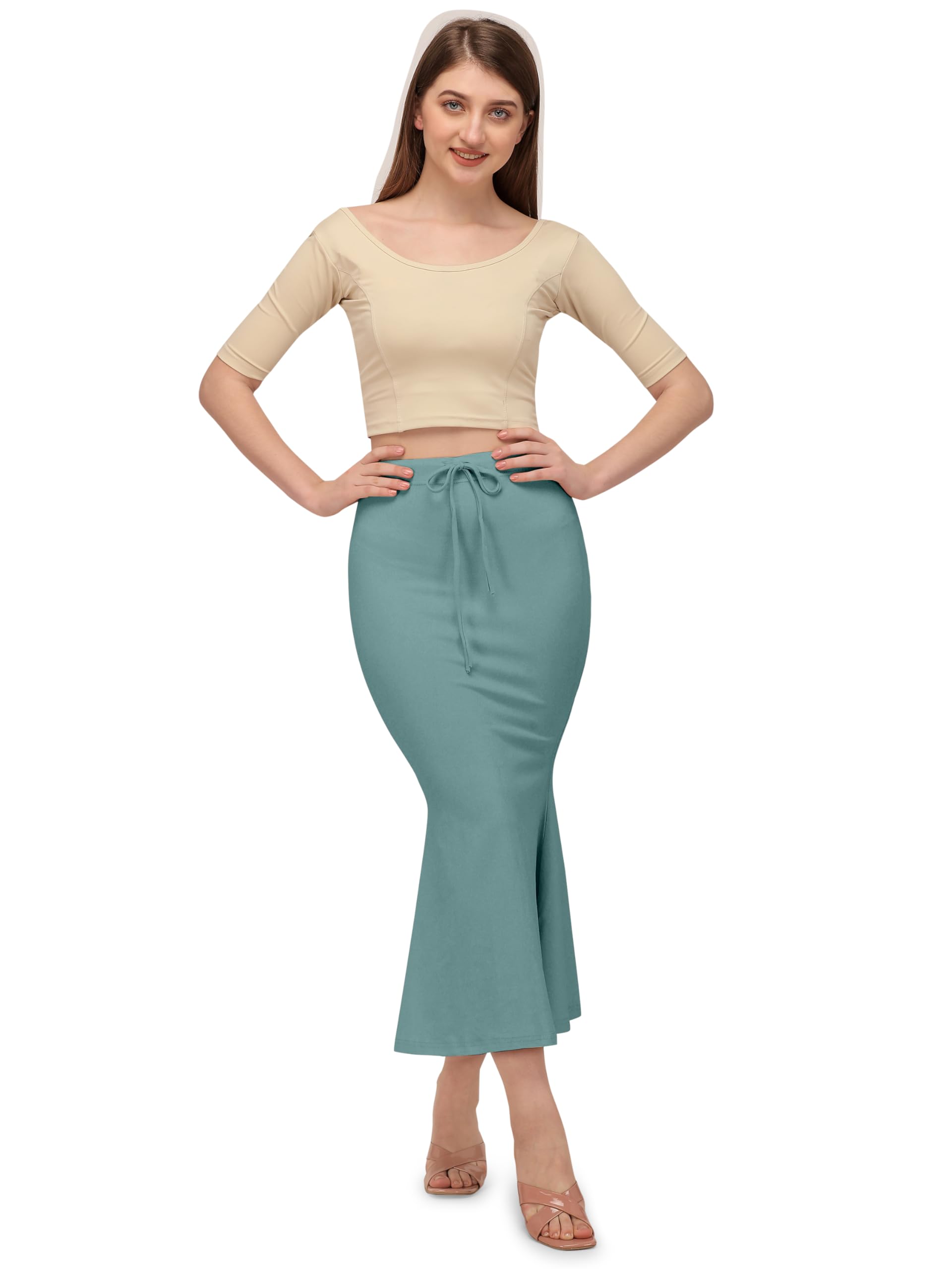 Mehrang Sage Green Saree Shapewear for Women - Image 5