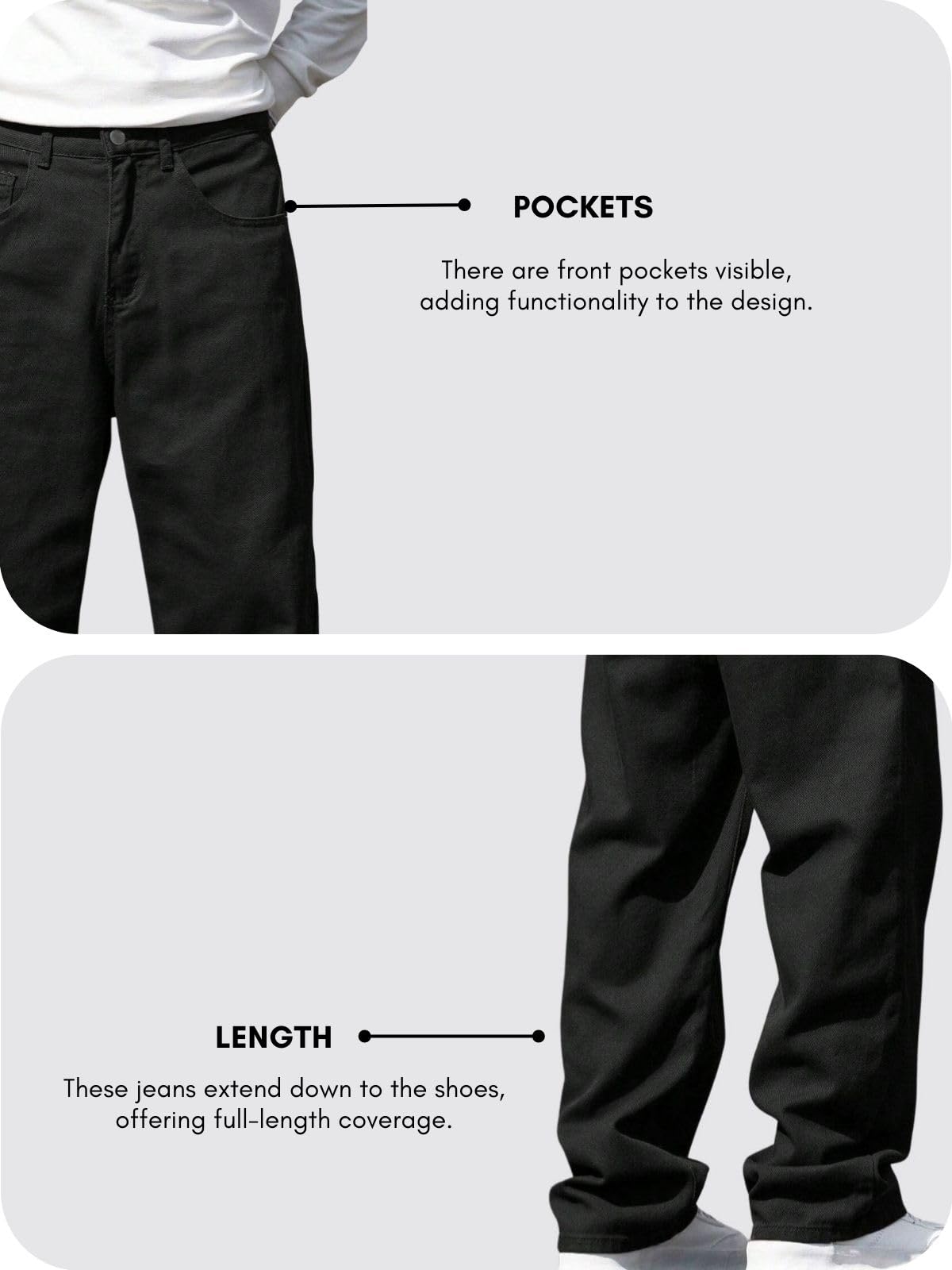 GRECIILOOKS Men's Black Baggy Jeans - Image 5