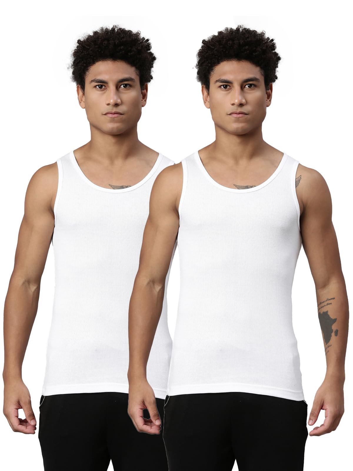 Levi Men's Cotton Rib White Vest