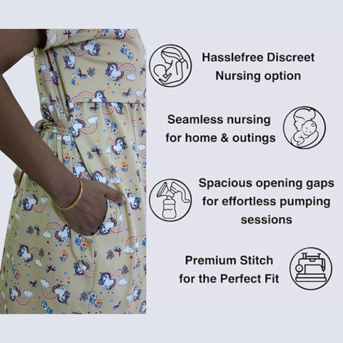 Zero Women's Maternity Nighty Dress - Beige - Image 2