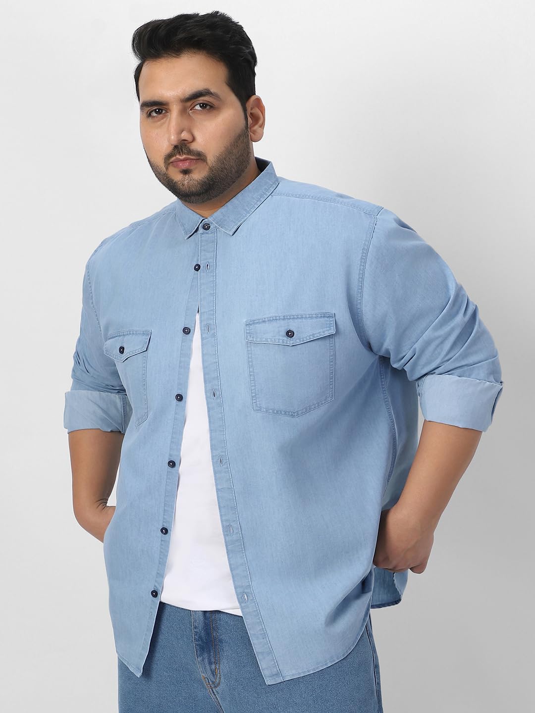 Urbano Men Denim Shirt - Ice Blue - Image 2