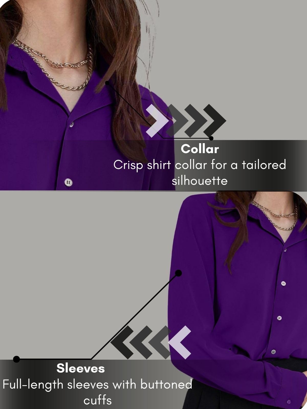 GRECIILOOKS Women's Western Shirt - Dark Purple - Image 5