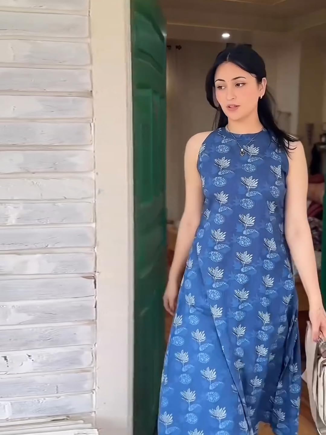 GoSriKi Blue Rayon Viscose Printed Kurta Pant Set for Women - Image 4