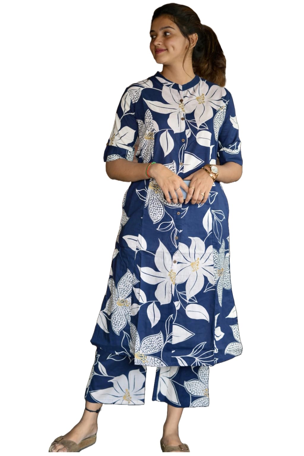 Sunoni Blue Rayon Viscose Kurta Set for Women