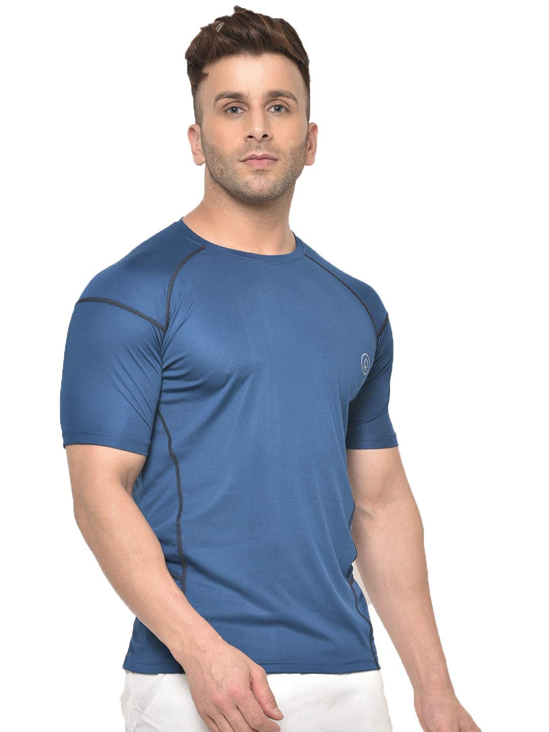 CHKOKKO Men's Indigo Blue Gym T-Shirt - Image 4