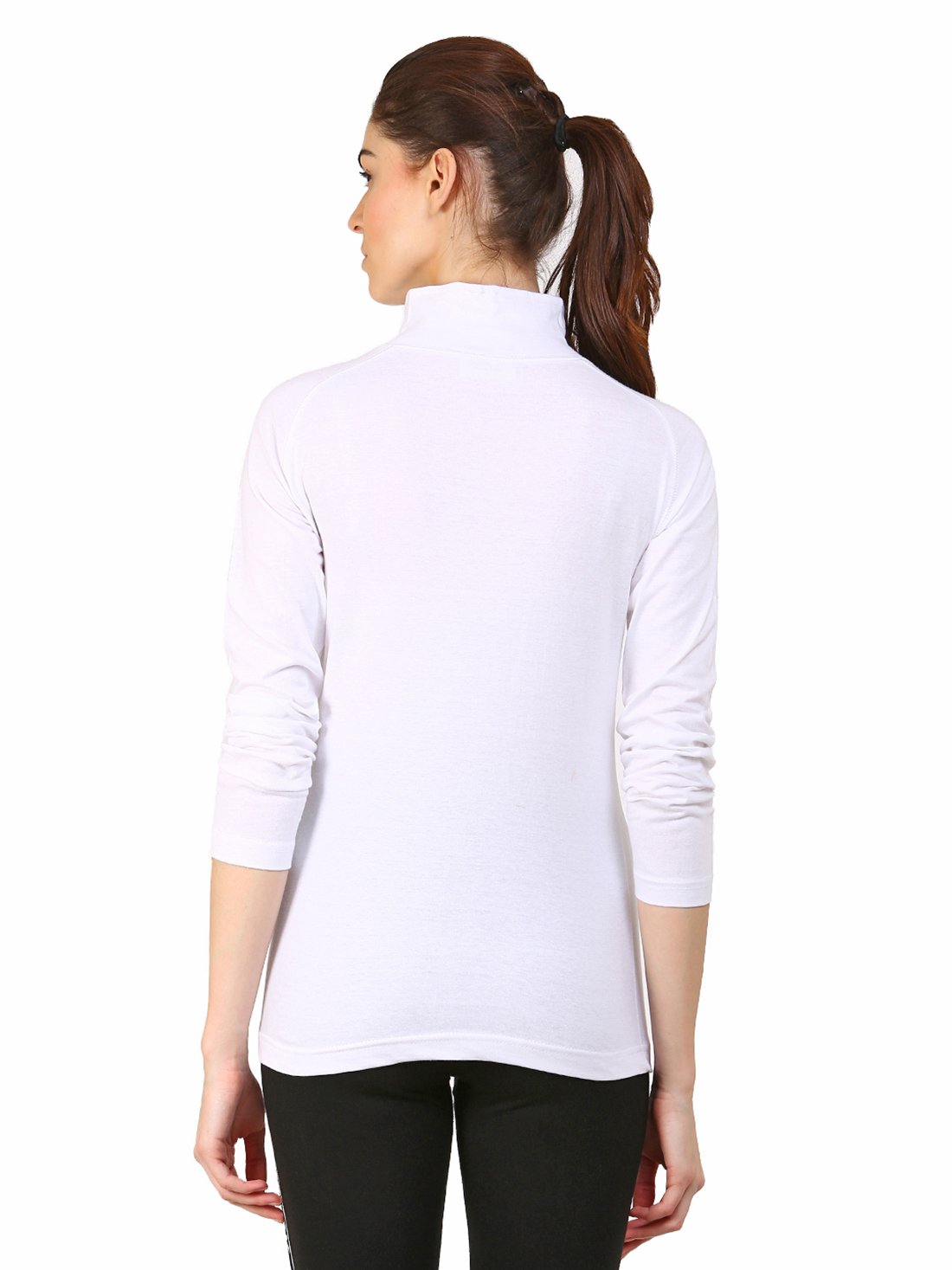 Ap'pulse Women's 1/4 Zip Slimfit Raglan Sleeve Tshirt - White - Image 4