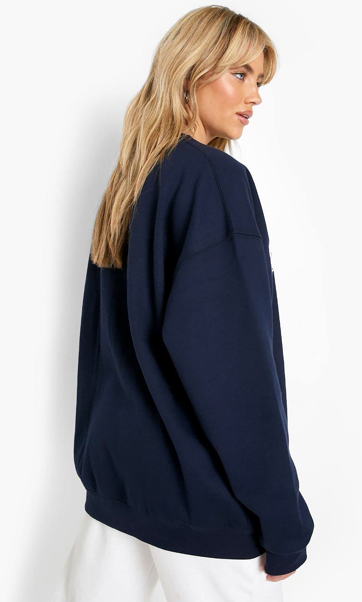 Navy Loop Knit Sweatshirt for Women - Image 2