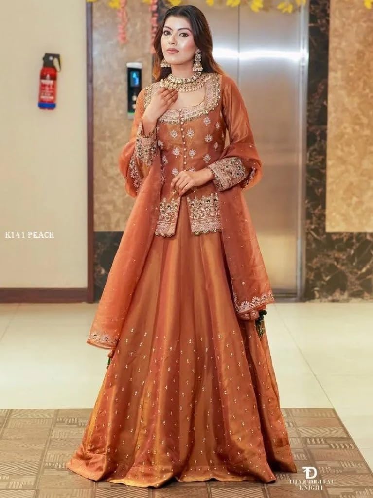 Brulry Women's Orange Embroidered Lehanga Choli - Image 2