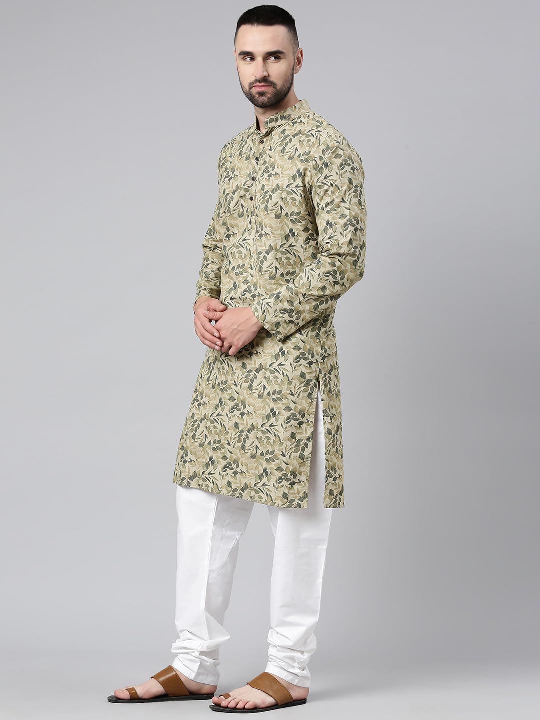Majestic Man Beige Cotton Kurta for Men - Image 3