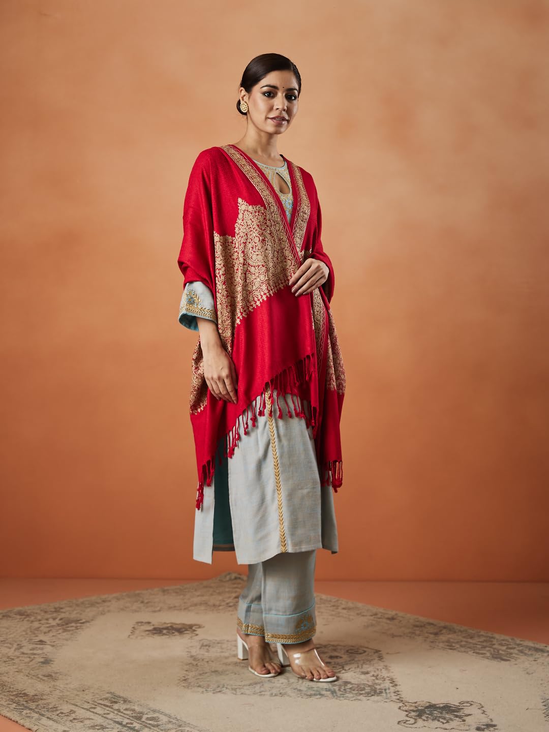 Pashmoda Firoza Kashmiri Aari Embroidery Stole for Women - Image 2