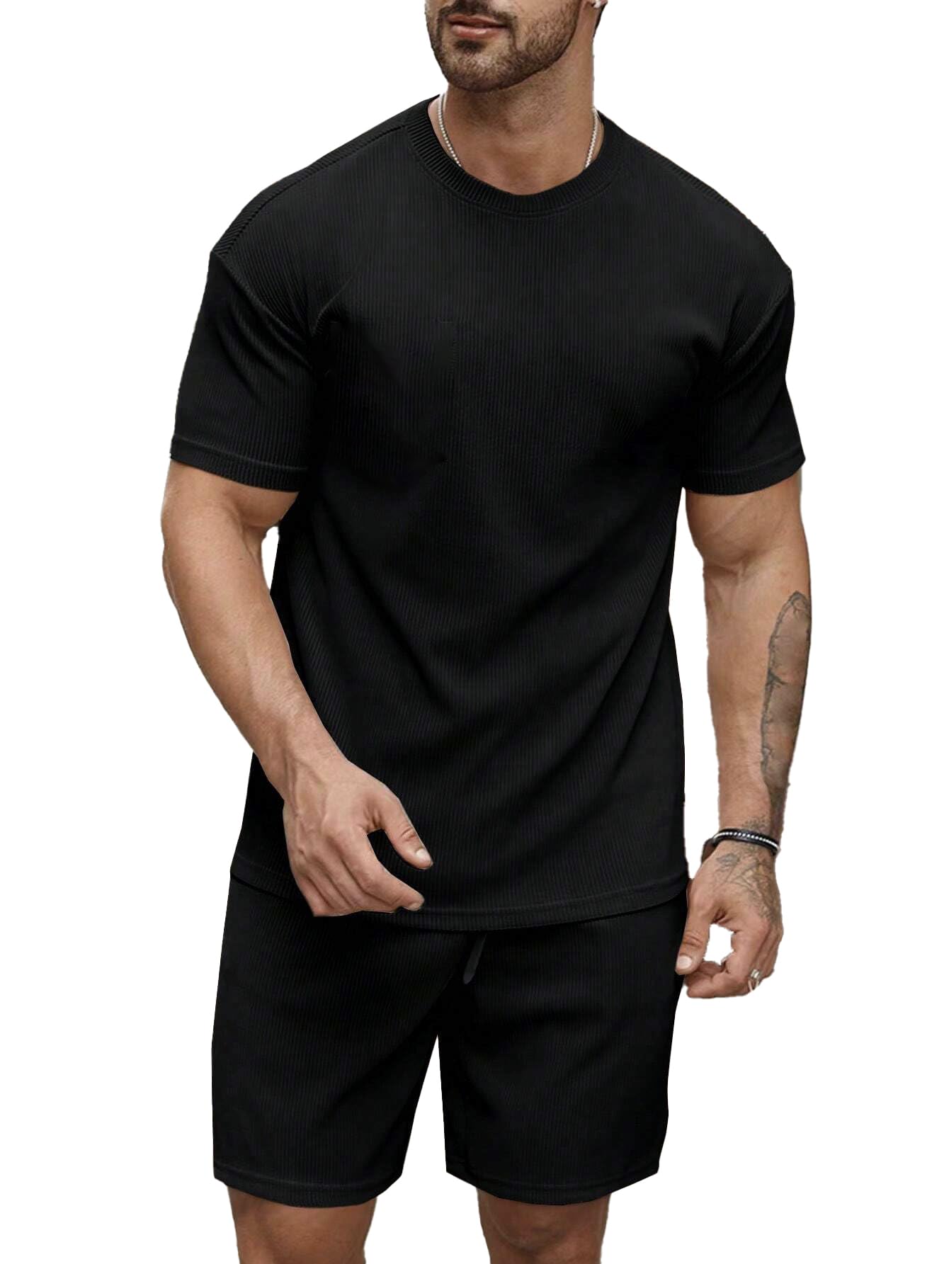 SMOWKLY Men's Cotton Pyjama Set - Black