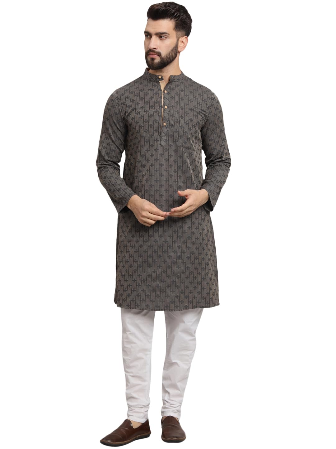 CHIKAN Men Cotton Kurta Full Sleeves Striped