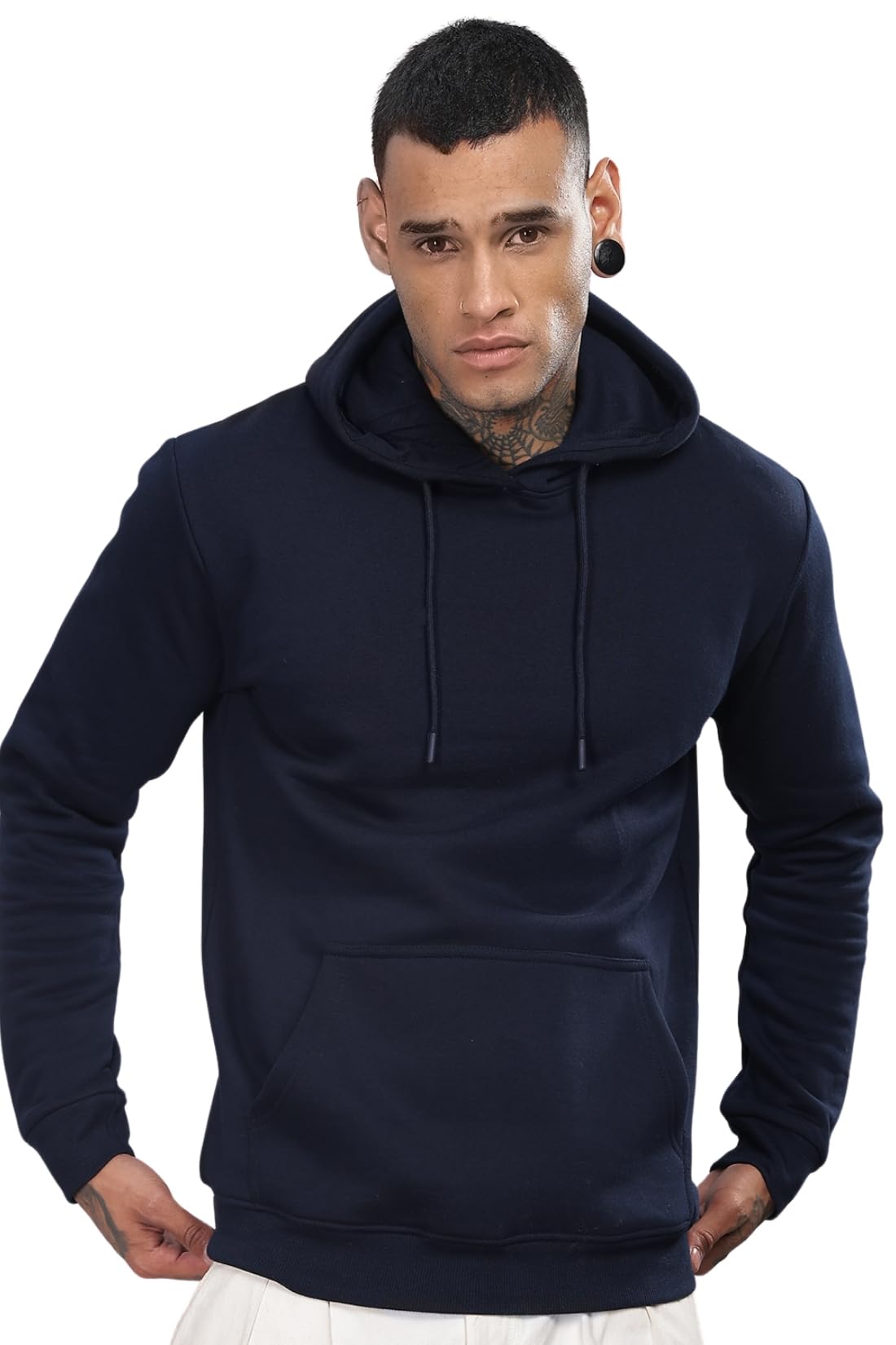 ADRO Men Fleece Hooded Hoodie - Navy