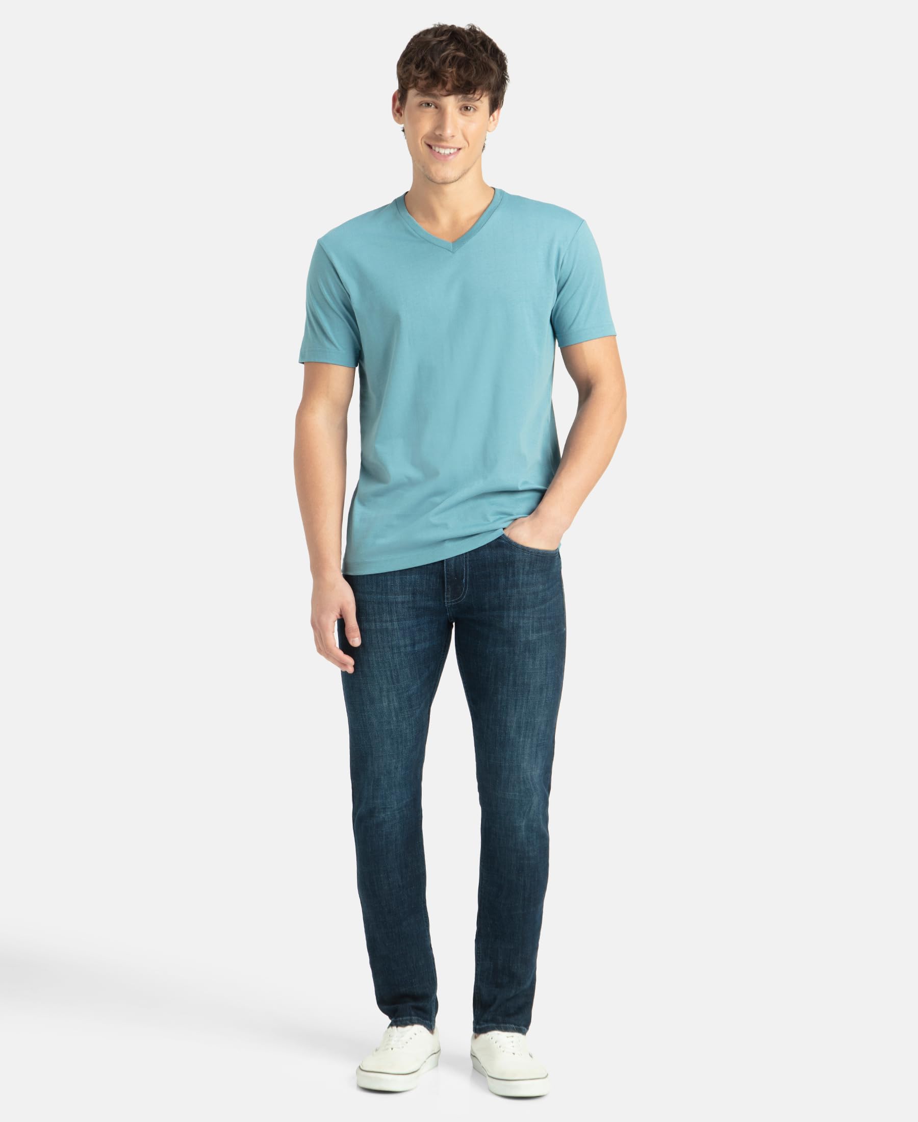 Jockey Men's V Neck T-Shirt - Provincial Blue - Image 4