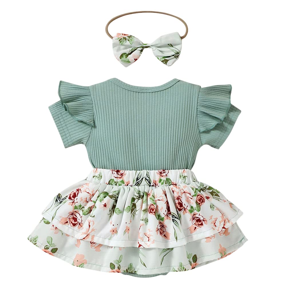 Hopscotch Baby Girl Green Text Print Bodysuit - Image 2