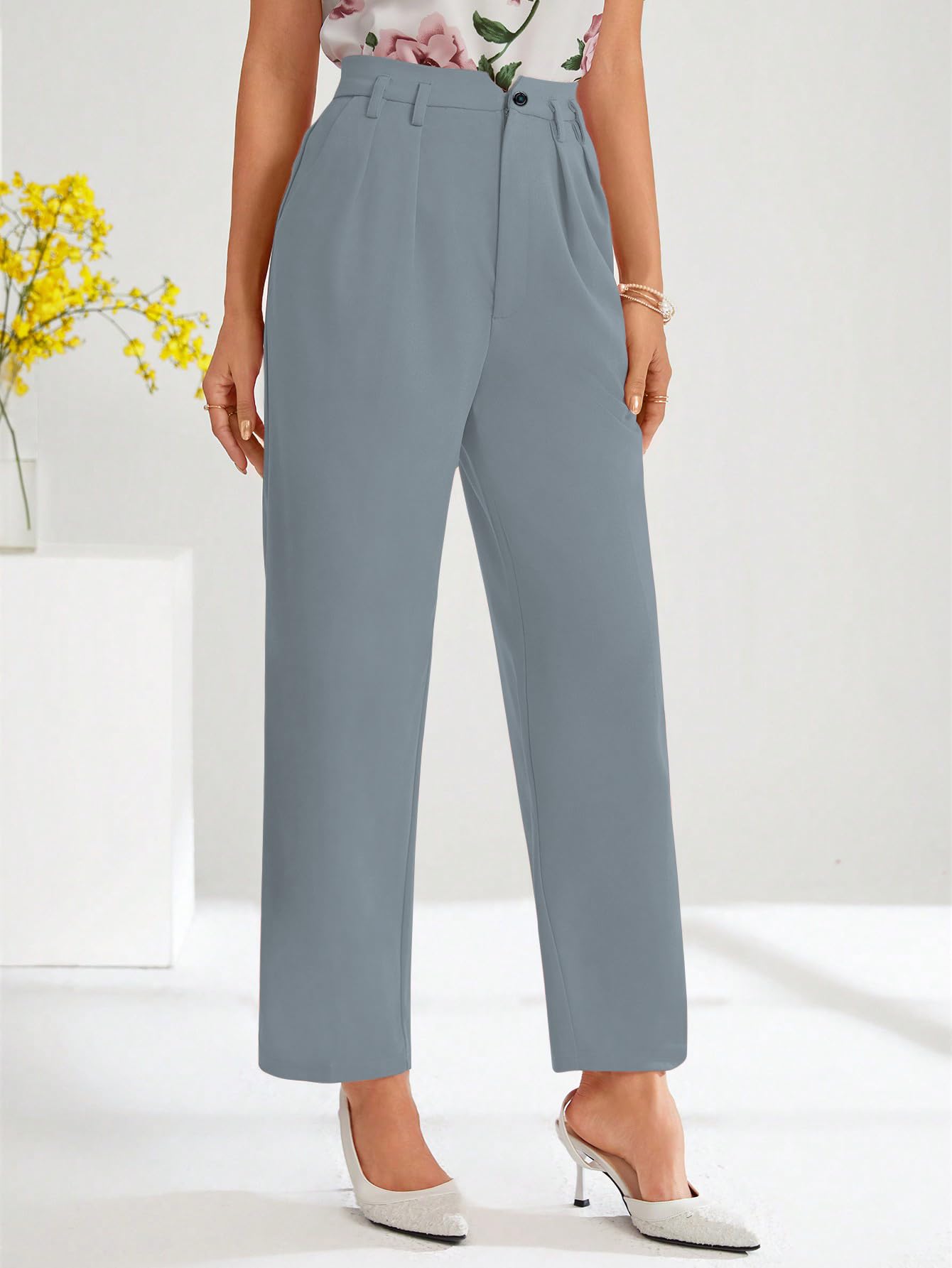 Shasmi Women's Sky Blue Pleated Trousers - Image 3