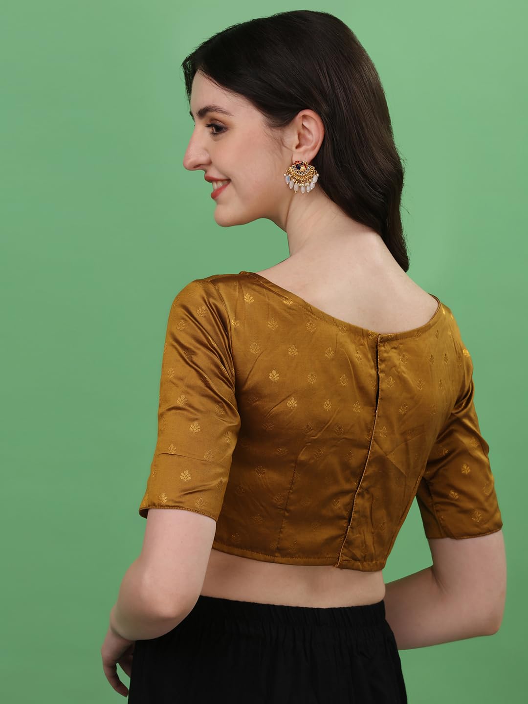 GarbGlide Women Indian Ethnic Blouse - Brown - Image 4