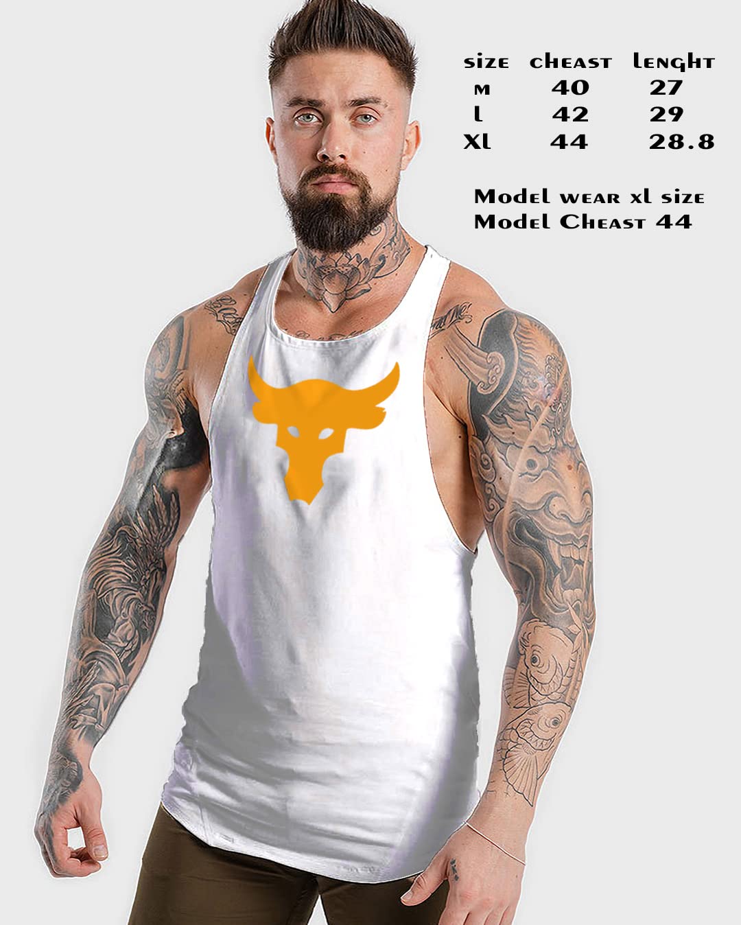 JUARI Men Cotton Sleeveless Gym Vest - Black White - Image 2