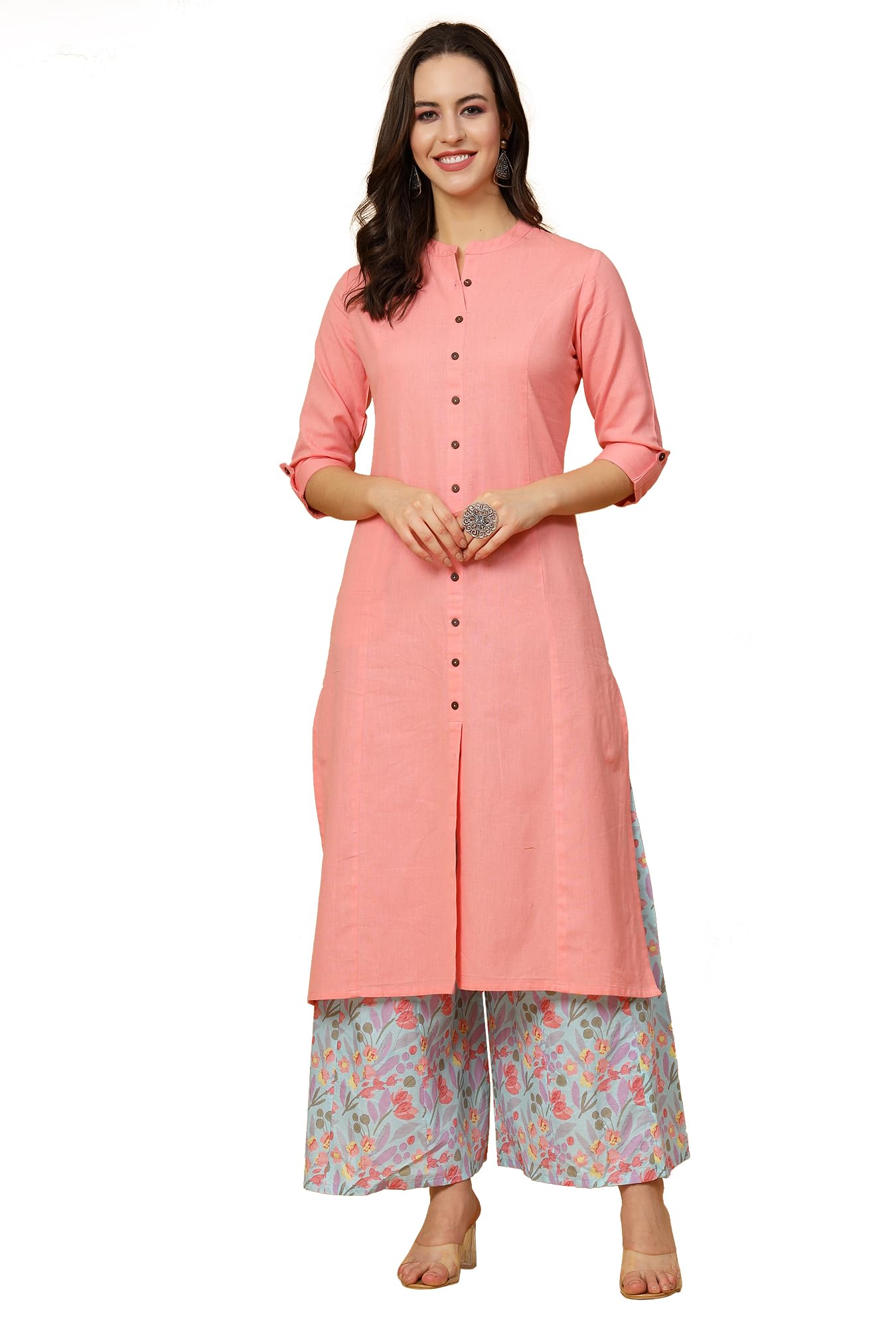 GarbGlide Women Cotton Salwar Suit - Light Pink