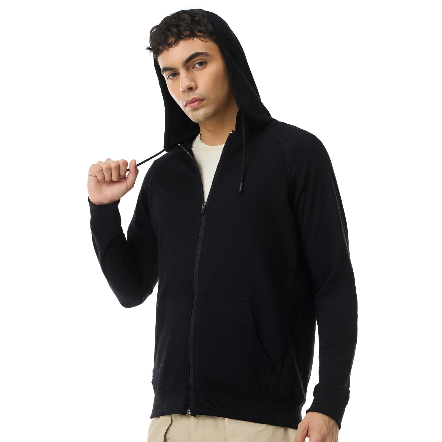 Boldfit Men's Raglan Sleeve Hoodie - Black