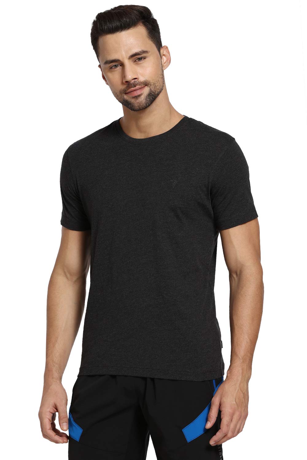 Van Heusen Men's Solid T-Shirt - Charcoal