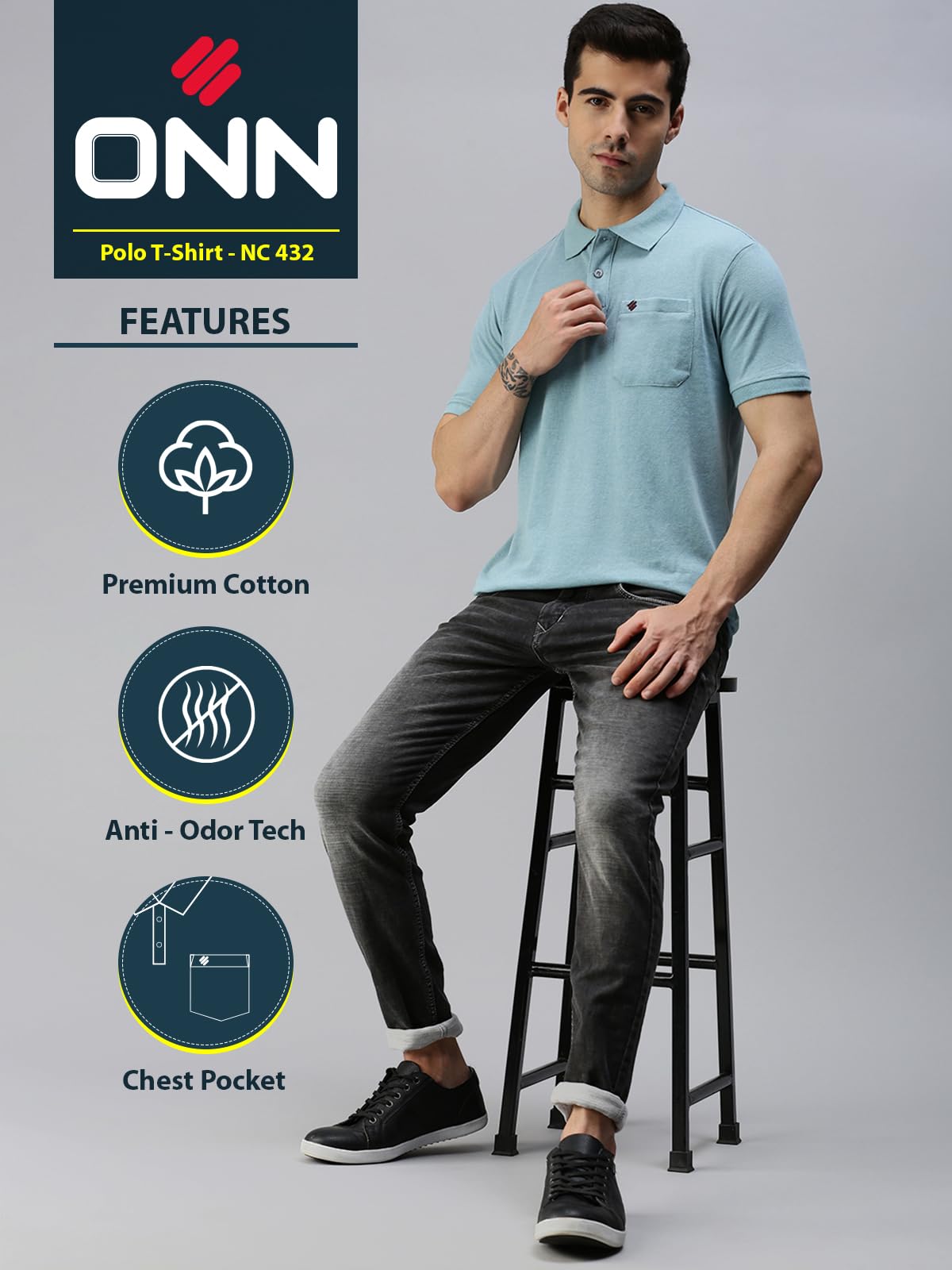 ONN Men's Aqua Polo Shirt - Image 2