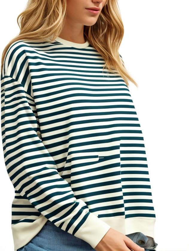 Mack Jonney Women's Blue Striped Long Sleeve T-Shirt - Image 3