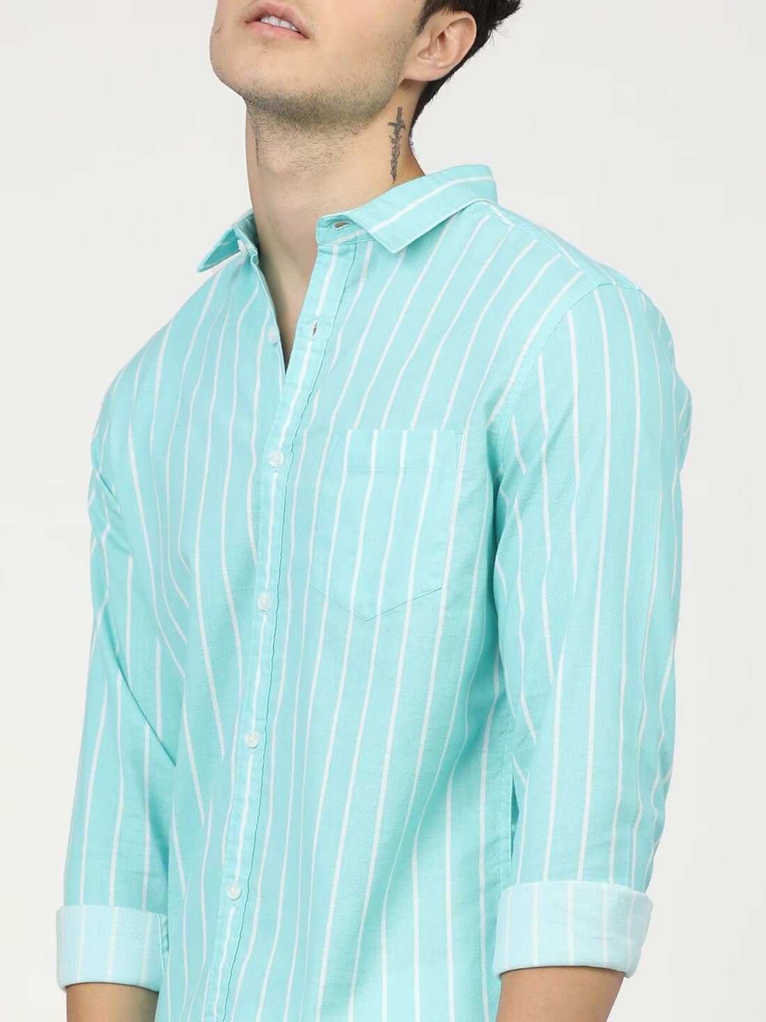 U-TURN Men's Striped Shirt - Lgreen - Image 4