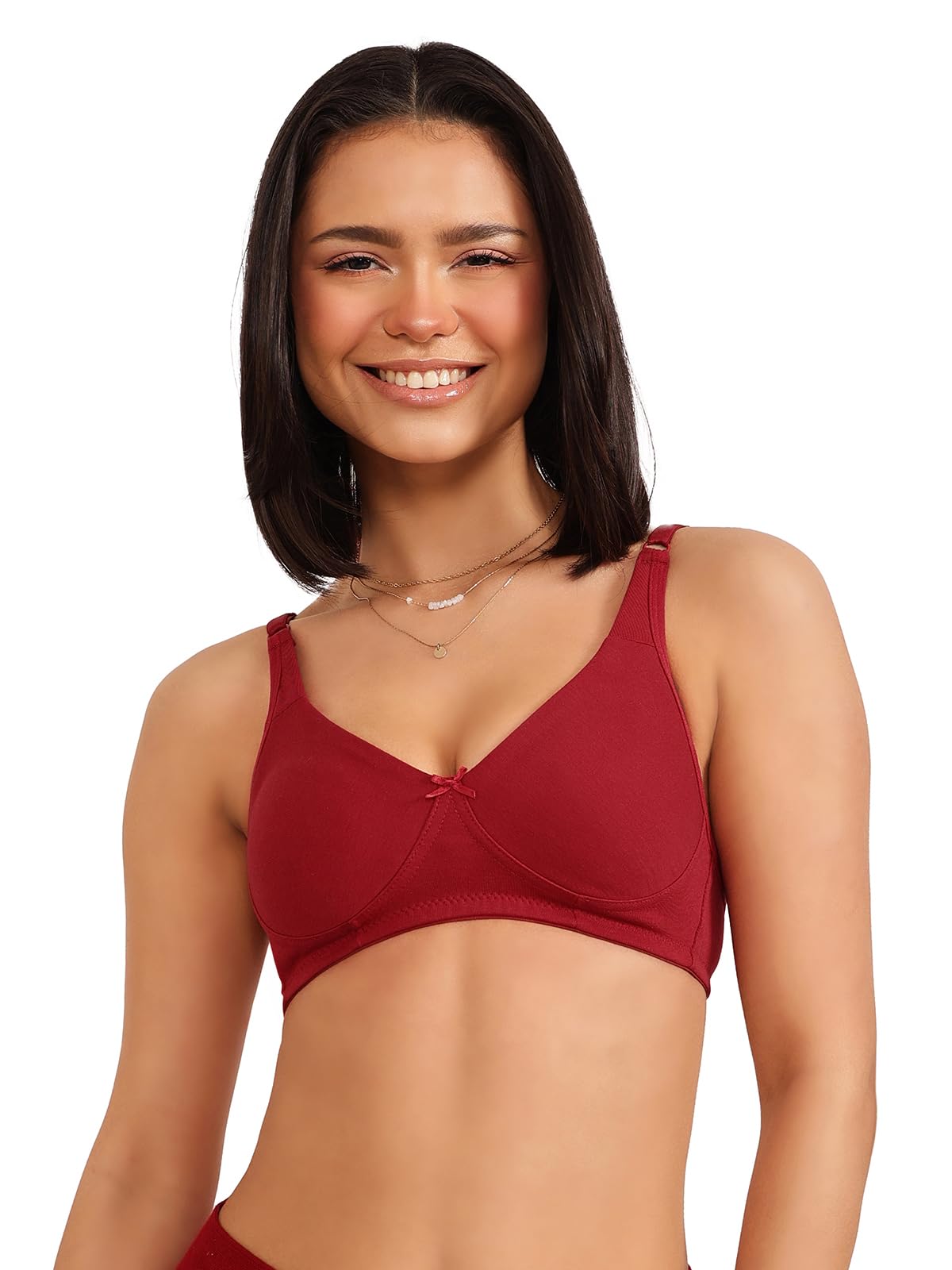 Clovia Women's Cotton Solid Non-Padded Bra - Maroon