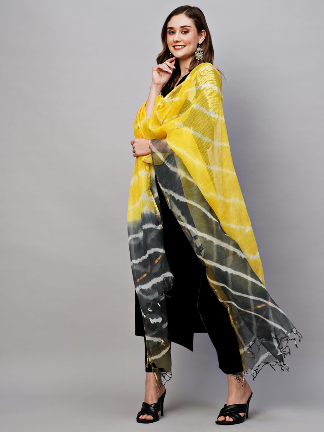 ANNI DESIGNER Black Yellow Kurta Set for Women - Image 3